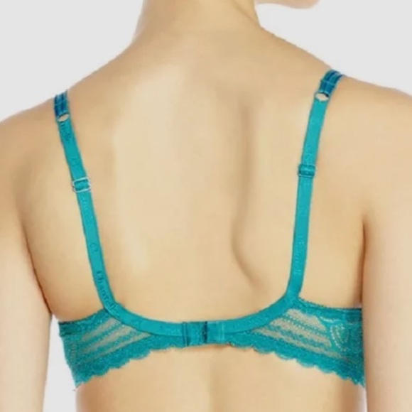 Chantelle NEW Merci Demi Bra Jet Green Lace Underwire Sz 36G - Picture 2 of 8